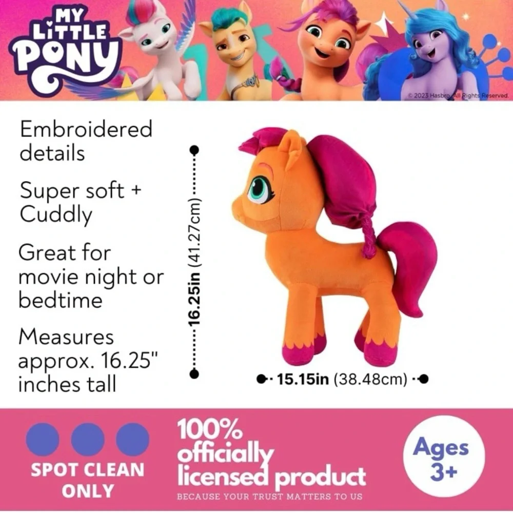 My Little Pony NWT Orange and Pink Stuffed Animal Pillow Christmas Gift Birthday